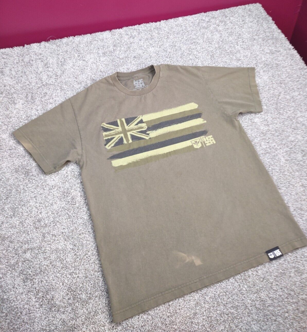 Hawaii's Finest Shirt Adult Large Army Green British Flag Ianuali Line 2020 Men